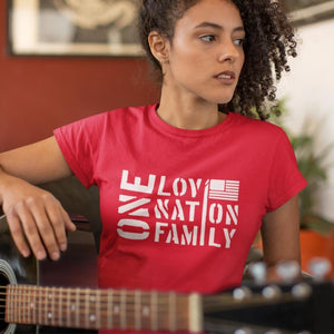 One Love, One Nation, One Family Unisex Tee Shirts & Tops Great American Syndicate Red S 