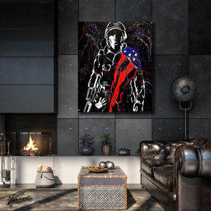 Soldier With American Flag Hand Painted Wall Art wall art Great American Syndicate 